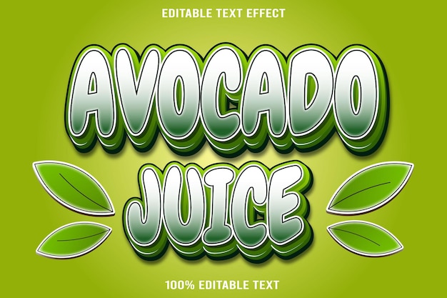 avocado juice editable text effect 3d emboss cartoon style