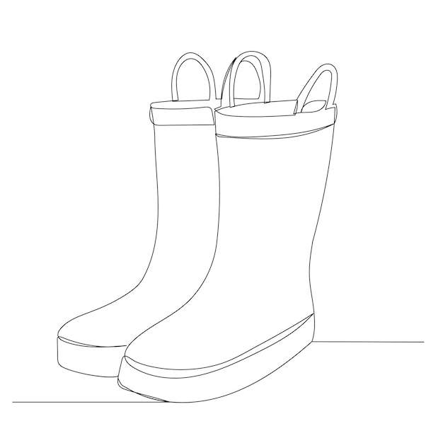 baby boots drawing by one continuous line vector