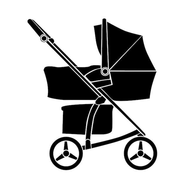 baby carriage icon on white background vector pram symbol isolated sign baby stroller