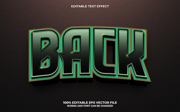 Back 3d editable text effect
