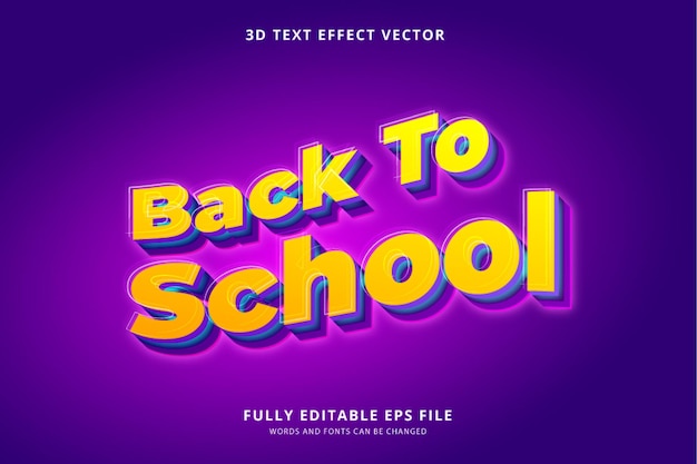 back to school 3d text effect vector fully editable hight quality