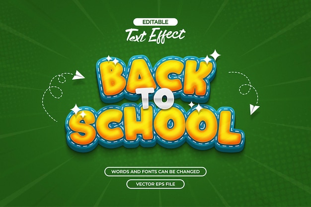 Back to school editable vector text effect