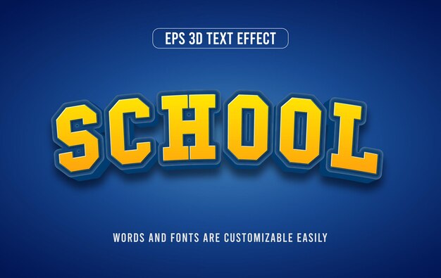 back to school trendy vector 3d editable text style effect