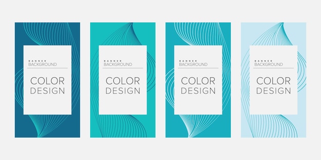 Background banner abstract line color design vector vertical banner set