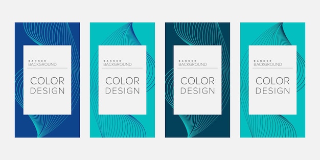 Background banner abstract line color design vector vertical banner set