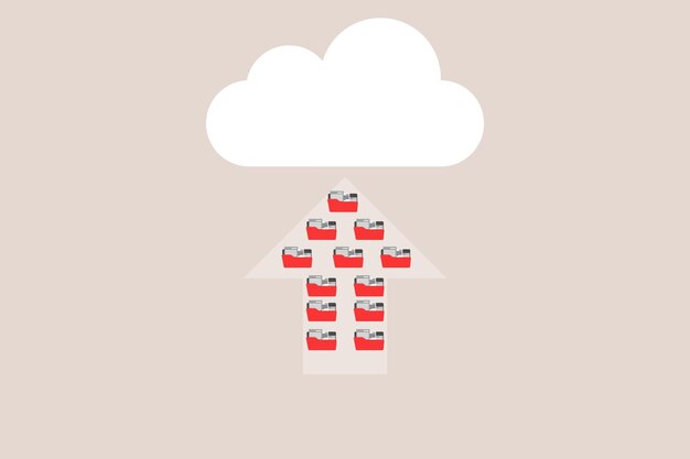 Backup file upload on the cloud concept of Data transfer via cloud technology large online database with modern fast and secure internet
