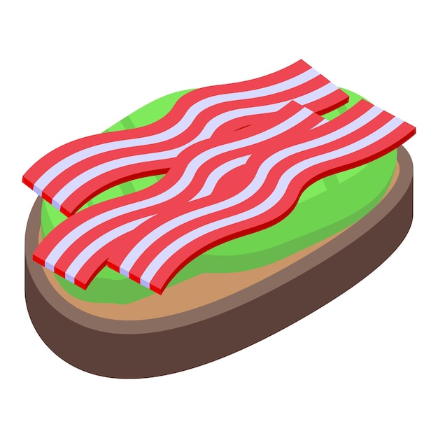 Bacon avocado toast icon isometric vector Bread food Green diet