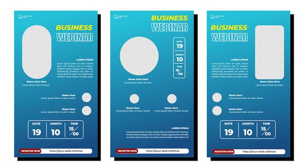 Bài đăng trên mạng xã hội hội thảo trên web về kinh doanh tiếp thị kỹ thuật số minh họa và văn bản vector
