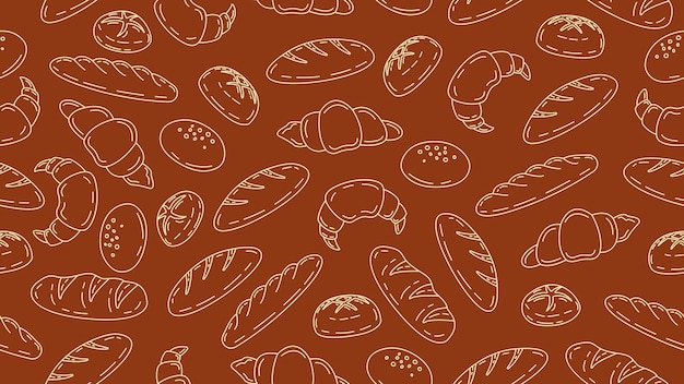bakery background hand drawn bread seamless pattern motif wallpaper bake shop