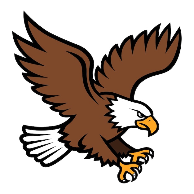 Bald Eagle Mascot Swooping with Claws Out and Wings Spread