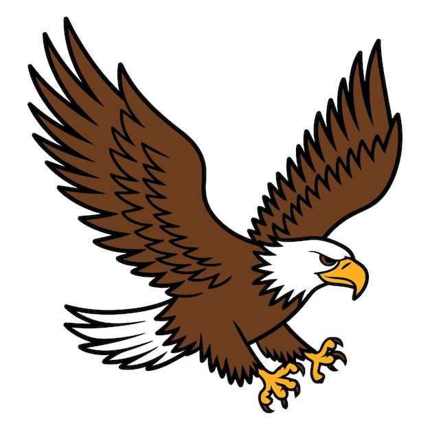 Bald Eagle Mascot Swooping with Claws Out and Wings Spread