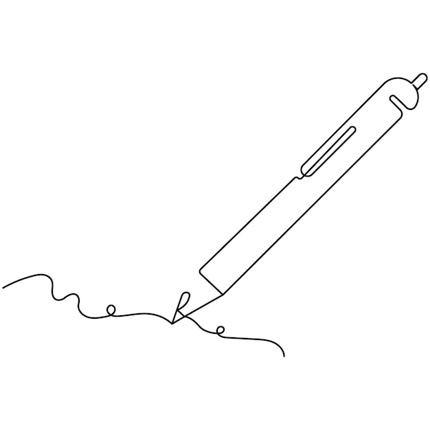 ball pen single line art continuous one line drawing of isolated outline vector icon