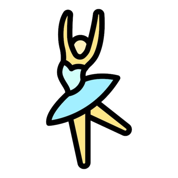ballerina icon outline ballerina vector icon for web design isolated on white background color flat