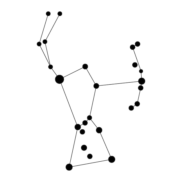 Bản đồ chòm sao Lạp Hộ (Orion) Minh họa vector