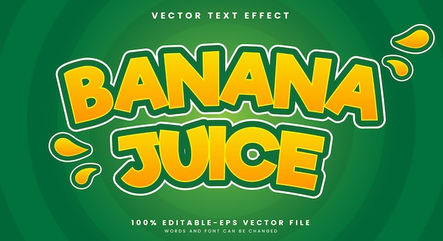 banana juice 3d editable text effect template suitable for tropical fruit theme