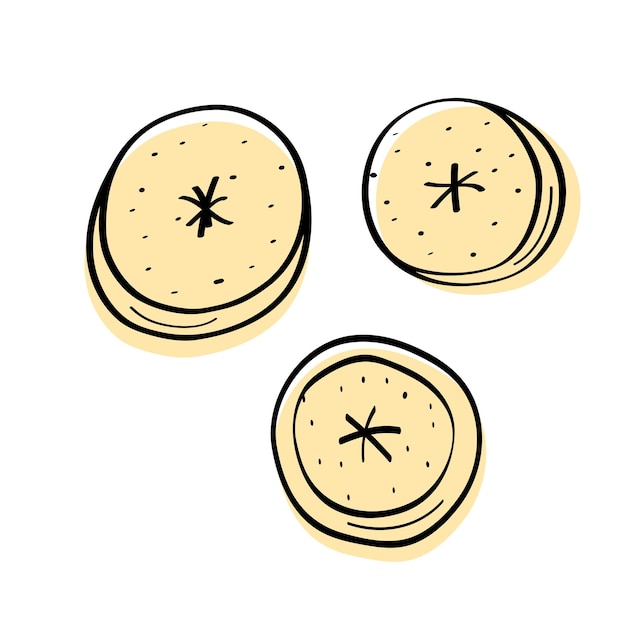 Banana slices cartoon sketch icons set Vector illustration concept of for diet
