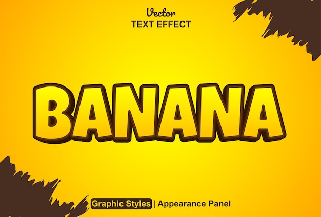 banana text effect with yellow color graphic style and editable