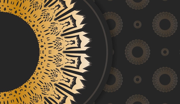 Baner of black color with Greek gold ornaments for design under your logo