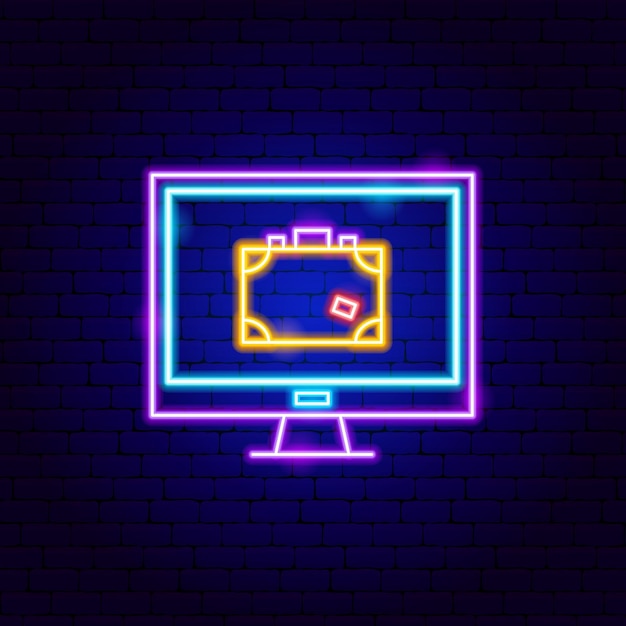 Bảng hiệu đèn neon kiểm tra hành lý vali
