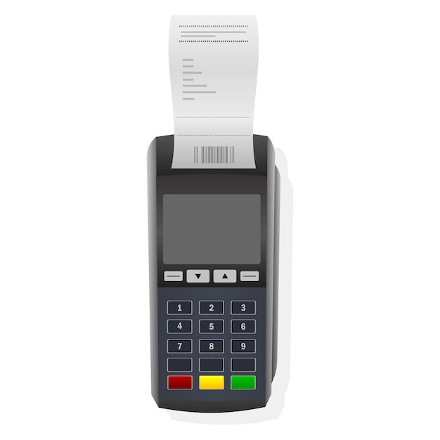 bank payment terminal template mockup with a receipt vector illustration