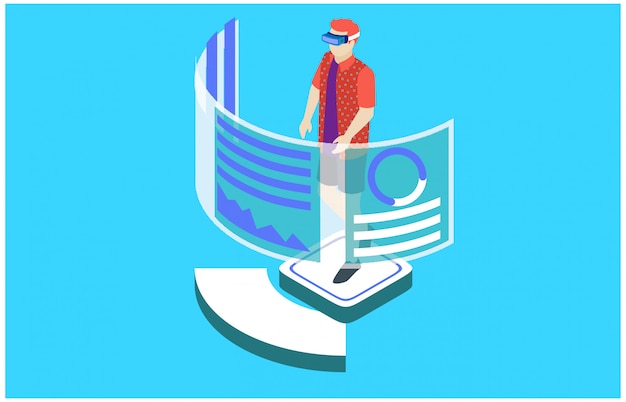 Banner khái niệm thực tế tăng cường với nhân vật.