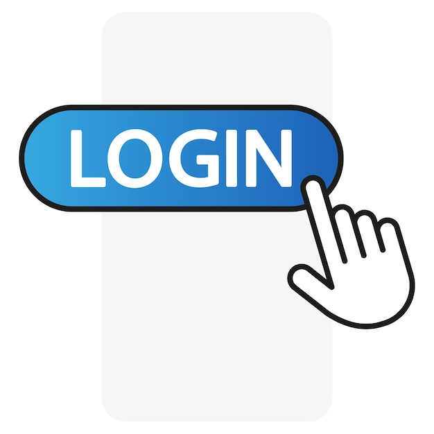 Banner login. Finger banner login. Vector illustration.