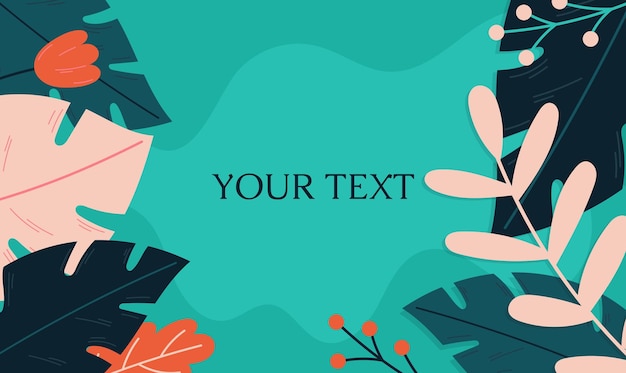 Banner vector nằm ngang họa tiết nhiệt đới với lá cọ rừng phẳng
