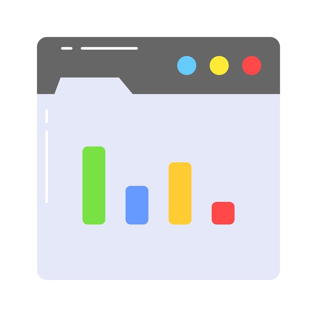 Bar chart on web page showing vector design of web analytics in trendy style