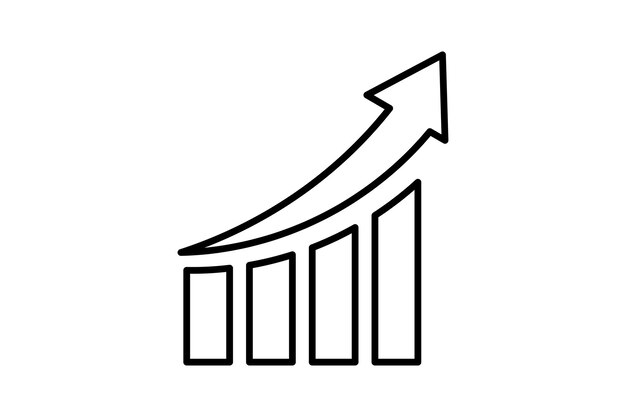 bar chart with arrow icon vector Icon related to graph and seo suitable for web site app user interfaces printable etc line icon style simple vector design editable