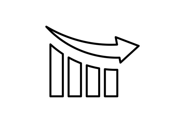 bar chart with arrow icon vector icon related to graph and seo suitable for web site app user interfaces printable etc line icon style simple vector design editable