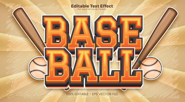 baseball editable text effect in modern trend style