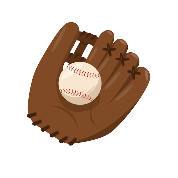 Baseball equipment Leather brown catching glove with ball