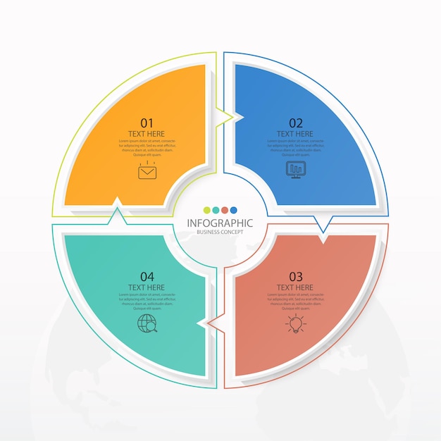 Basic circle infographic template with 4 steps, process or options