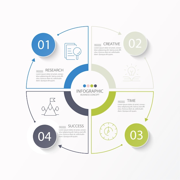 Basic circle infographic template with 4 steps