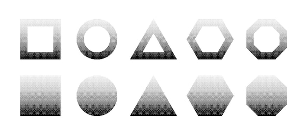 Basic Geometric Shapes With Bitmap Linear Gradient Vector Set Isolated On White