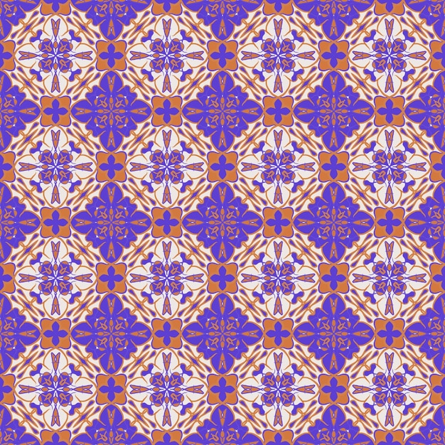 beautiful gold and violet flower abstract seamless mandala colorful pattern background illustration