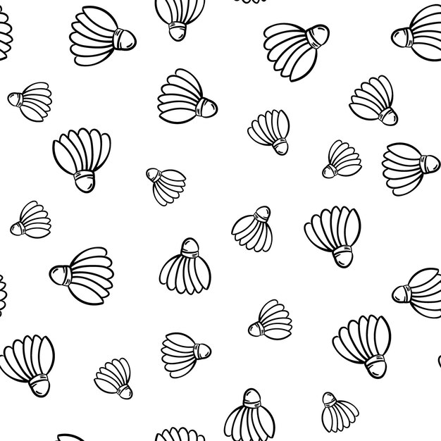 beautiful hand drawn seamless pattern fashion shuttlecock icon. hand drawn black sketch. sign / symbol / doodle. isolated on white background. flat design. vector illustration.