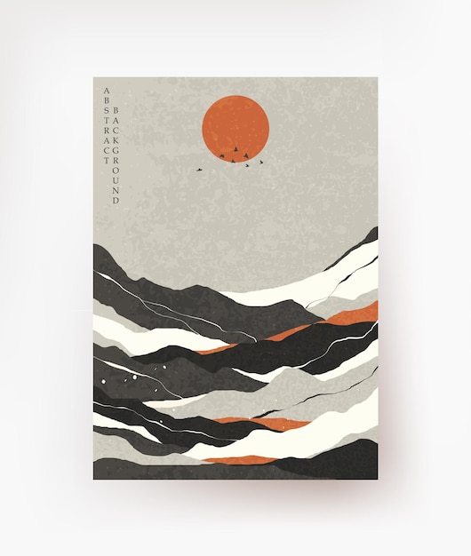 Beautiful landscape in oriental style. Vector.