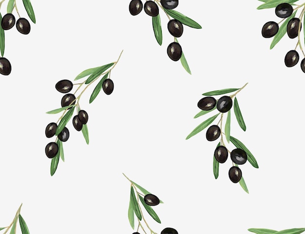 Beautiful seamless pattern with olive branches Elegant vector background for your design