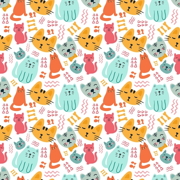 Beautiful seamless vector pattern with cute animals on the background