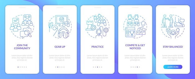 Become gaming streamer blue gradient onboarding mobile app screen
