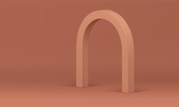 Beige 3d showcase advertising display with isometric arch mock up for cosmetic product show vector illustration Realistic trendy showroom interior neutral studio background for presentation