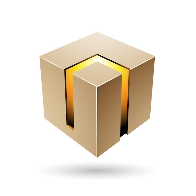 Beige and Yellow 3d Bold Cube
