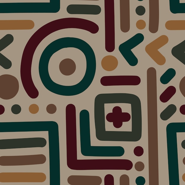 beige seamless vector background with multicolored geometric elements