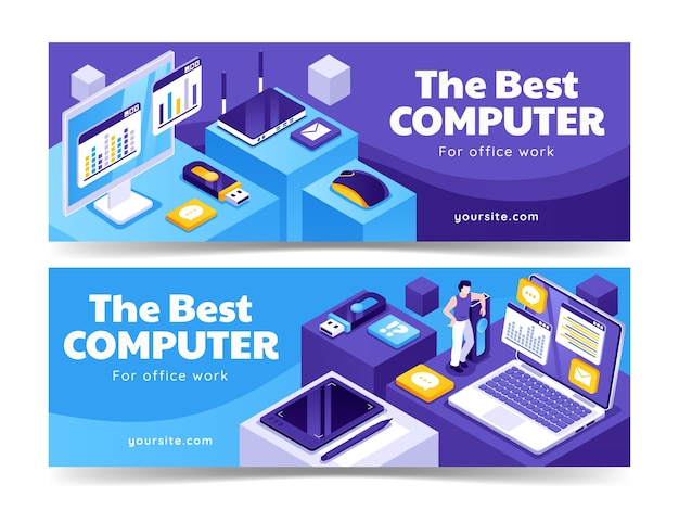 Best computer for office work banner set