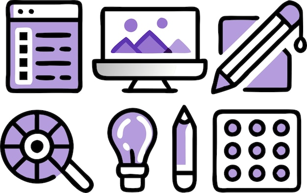 Best Purple Vector Icon Set Design