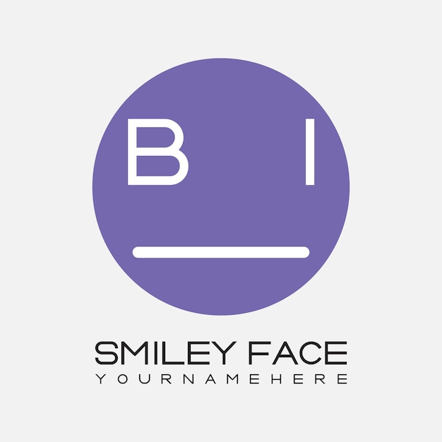 BI initial monogram for Smiley face logo with circle style design