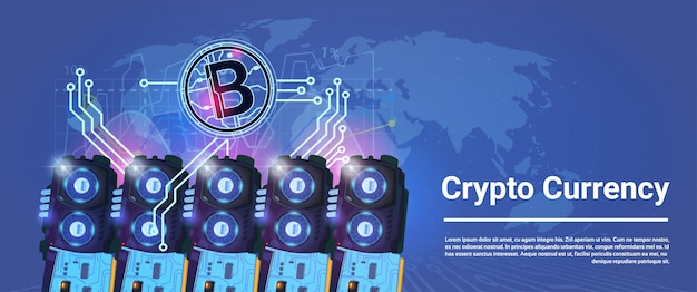 Biểu ngữ ngang khai thác tiền điện tử Bitcoin Bản đồ thế giới Nền Khái niệm tiền web kỹ thuật số