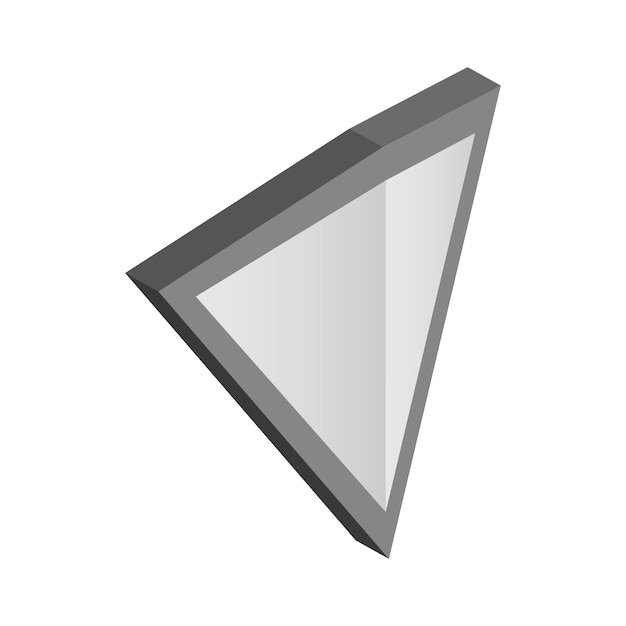 Biểu tượng khiên tam giác bạc theo phong cách 3D isometric trên nền trắng