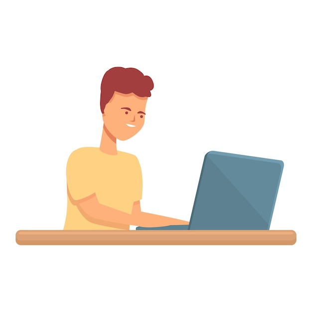 Biểu tượng vector hoạt hình trực tuyến Laptop Đội ngũ Trẻ em Trường học trên Internet